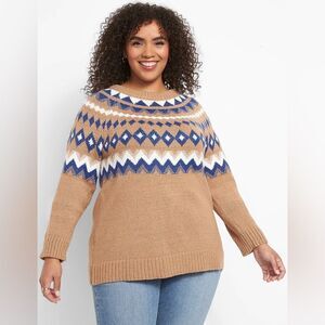 Lane Bryant Raglan-Sleeve Fair Isle Sweater Size 14/16